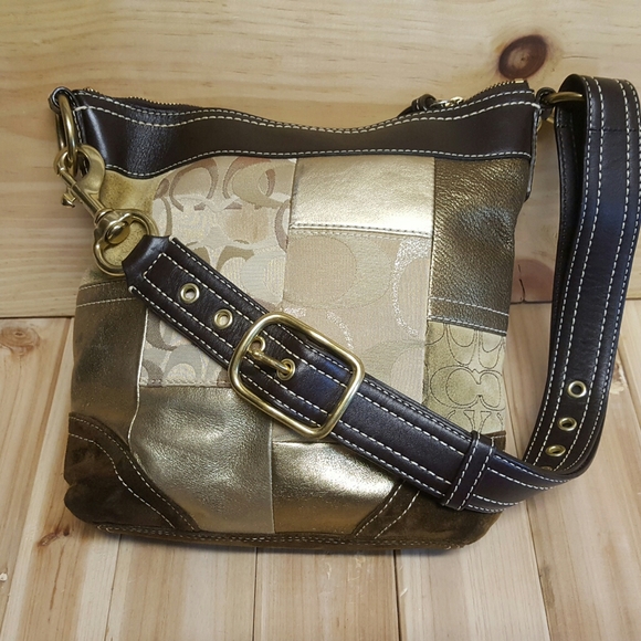 Coach Handbags - COACH BAG GOLD BROWN BRASS G0771-F10387 Leather